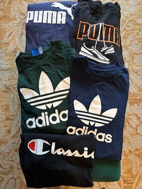 X5 ADIDAS PUMA & CHAMPION Classic tees, all short sleeve t-shirt XL